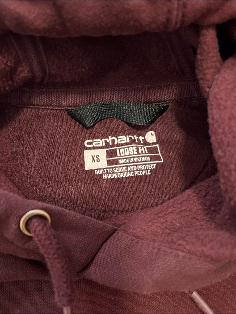 Carhartt Men’s Maroon Hooded Sweatshirt with Logo Sleeve - Picture 4 of 4